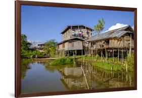 Village of Nam Pan, Stilt Houses, Inle Lake, Shan State, Myanmar (Burma), Asia-Nathalie Cuvelier-Framed Photographic Print