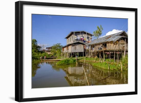 Village of Nam Pan, Stilt Houses, Inle Lake, Shan State, Myanmar (Burma), Asia-Nathalie Cuvelier-Framed Photographic Print