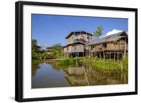 Village of Nam Pan, Stilt Houses, Inle Lake, Shan State, Myanmar (Burma), Asia-Nathalie Cuvelier-Framed Photographic Print