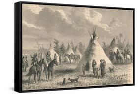 Village of Prairie Indians, C19th Century-null-Framed Stretched Canvas