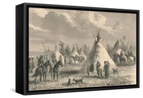 Village of Prairie Indians, C19th Century-null-Framed Stretched Canvas