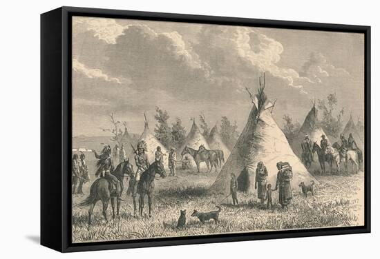 Village of Prairie Indians, C19th Century-null-Framed Stretched Canvas