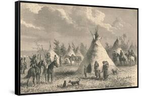 Village of Prairie Indians, C19th Century-null-Framed Stretched Canvas