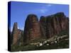 Village of Riglos Below Huge Conglomerate Towers Above the Plains, Northern Aragon, Spain-David Pickford-Stretched Canvas