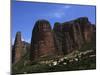 Village of Riglos Below Huge Conglomerate Towers Above the Plains, Northern Aragon, Spain-David Pickford-Mounted Photographic Print