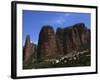 Village of Riglos Below Huge Conglomerate Towers Above the Plains, Northern Aragon, Spain-David Pickford-Framed Photographic Print