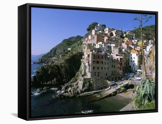 Village of Riomaggiore, Cinque Terre, Unesco World Heritage Site, Liguria, Italy-Bruno Morandi-Framed Stretched Canvas