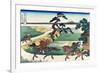 Village of Sekiya at Sumida River-Katsushika Hokusai-Framed Art Print