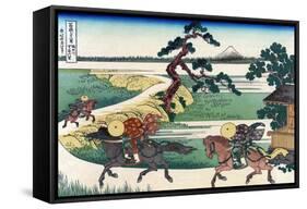 Village of Sekiya at Sumida River-Katsushika Hokusai-Framed Stretched Canvas