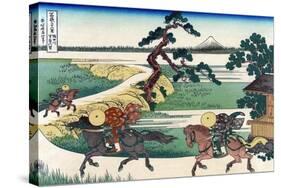 Village of Sekiya at Sumida River-Katsushika Hokusai-Stretched Canvas