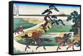 Village of Sekiya at Sumida River-Katsushika Hokusai-Framed Stretched Canvas