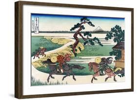 Village of Sekiya at Sumida River-Katsushika Hokusai-Framed Art Print