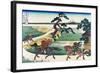 Village of Sekiya at Sumida River-Katsushika Hokusai-Framed Art Print