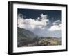 Village of Shingyer Against a Dramatic Backdrop of Mountains and Clouds, Phobjikha Valley, Bhutan, -Lee Frost-Framed Photographic Print