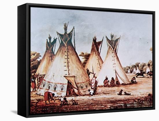 Village of the Kiowa Tribe-Baldwin Mollhausen-Framed Stretched Canvas