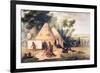 Village of the North American Sioux Tribe-George Catlin-Framed Giclee Print