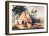 Village of the North American Sioux Tribe-George Catlin-Framed Premium Giclee Print