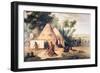 Village of the North American Sioux Tribe-George Catlin-Framed Premium Giclee Print