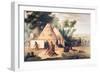 Village of the North American Sioux Tribe-George Catlin-Framed Premium Giclee Print