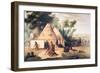 Village of the North American Sioux Tribe-George Catlin-Framed Giclee Print