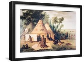 Village of the North American Sioux Tribe-George Catlin-Framed Giclee Print