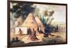 Village of the North American Sioux Tribe-George Catlin-Framed Giclee Print