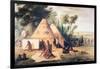 Village of the North American Sioux Tribe-George Catlin-Framed Giclee Print