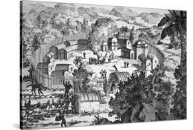 Village of the Susquehanna People, Susquehanna River (Engraving)-American-Stretched Canvas