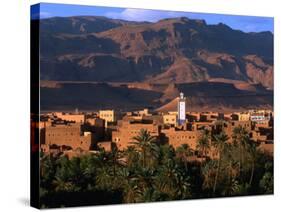 Village of Tinerhir on Banks of River Todra, Todra Gorge, Morocco-John Elk III-Stretched Canvas