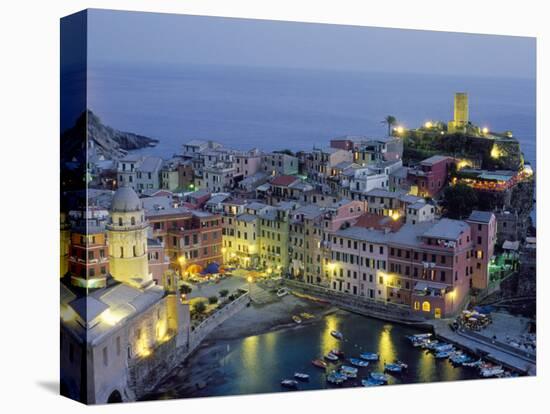 Village of Vernazza in the Evening, Cinque Terre, Unesco World Heritage Site, Liguria, Italy-Bruno Morandi-Stretched Canvas