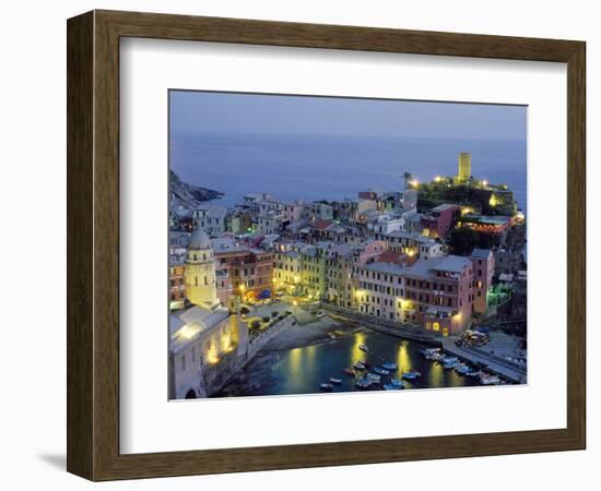 Village of Vernazza in the Evening, Cinque Terre, Unesco World Heritage Site, Liguria, Italy-Bruno Morandi-Framed Photographic Print