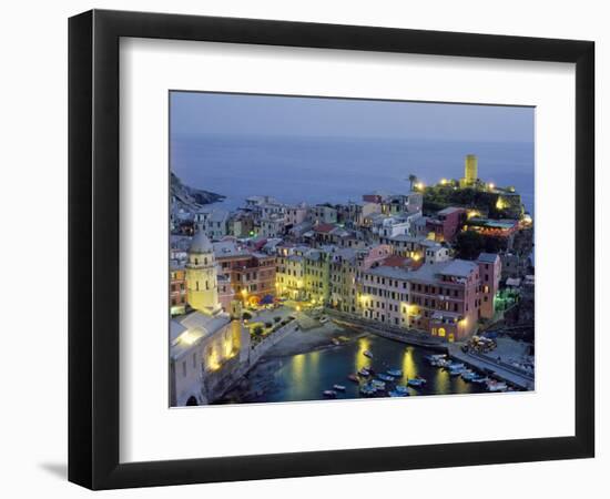 Village of Vernazza in the Evening, Cinque Terre, Unesco World Heritage Site, Liguria, Italy-Bruno Morandi-Framed Photographic Print