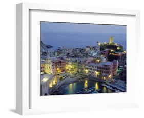 Village of Vernazza in the Evening, Cinque Terre, Unesco World Heritage Site, Liguria, Italy-Bruno Morandi-Framed Photographic Print