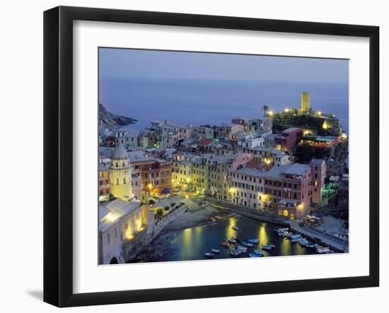 Village of Vernazza in the Evening, Cinque Terre, Unesco World Heritage Site, Liguria, Italy-Bruno Morandi-Framed Photographic Print