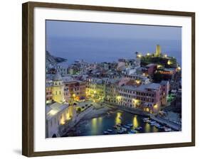 Village of Vernazza in the Evening, Cinque Terre, Unesco World Heritage Site, Liguria, Italy-Bruno Morandi-Framed Photographic Print