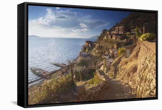 Village of Yumani on Isla del Sol (Island of the Sun), Lake Titicaca, Bolivia, South America-Ian Trower-Framed Stretched Canvas