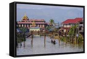 Village of Ywarma (Ywama), Stilt Houses, Inle Lake, Shan State, Myanmar (Burma), Asia-Nathalie Cuvelier-Framed Stretched Canvas