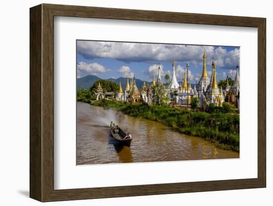 Village of Ywarma (Ywama) with Stilt Houses and Stupas, Inle Lake, Shan State-Nathalie Cuvelier-Framed Photographic Print