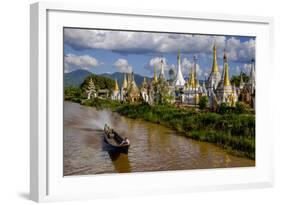 Village of Ywarma (Ywama) with Stilt Houses and Stupas, Inle Lake, Shan State-Nathalie Cuvelier-Framed Photographic Print