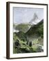 Village of Zermatt in the Valley Below the Matterhorn-null-Framed Giclee Print