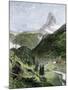 Village of Zermatt in the Valley Below the Matterhorn-null-Mounted Giclee Print