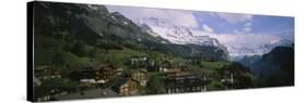 Village on a Hillside, Wengen, Switzerland-null-Stretched Canvas