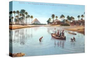 Village on Nile by Pyramids, Egypt-null-Stretched Canvas