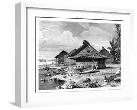 Village on Seram, Indonesia, 19th Century-J Moynet-Framed Giclee Print