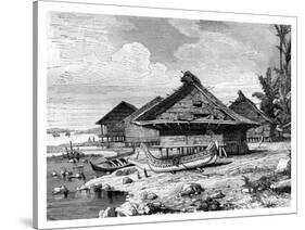 Village on Seram, Indonesia, 19th Century-J Moynet-Stretched Canvas