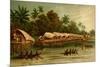 Village on Stilts - New Guinea-F.W. Kuhnert-Mounted Premium Giclee Print