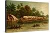 Village on Stilts - New Guinea-F.W. Kuhnert-Stretched Canvas