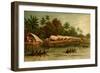 Village on Stilts - New Guinea-F.W. Kuhnert-Framed Art Print