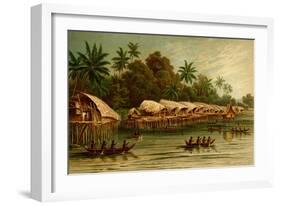 Village on Stilts - New Guinea-F.W. Kuhnert-Framed Art Print