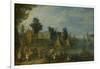 Village on the Bank of a River-Joseph van Bredael-Framed Art Print